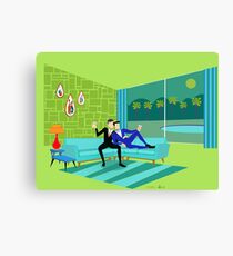 Retro Romantic Gay Couple Canvas Print