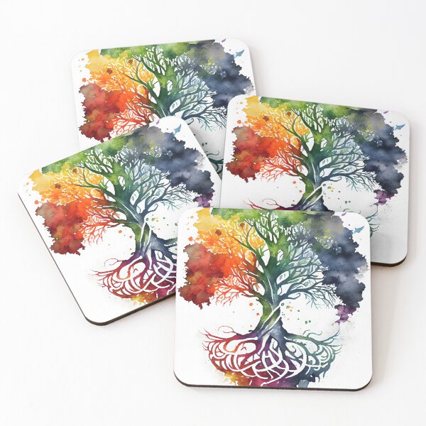 Item preview, Rainbow Colored Celtic Tree of Life Watercolor Pagan Wiccan designed and sold by CGSGraphics.