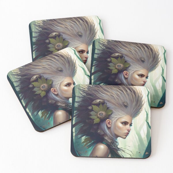 Item preview, Fantastical Forest Queen: A Digital Portrait of a Hedgehog-Haired Woman designed and sold by oanaunciuleanu.