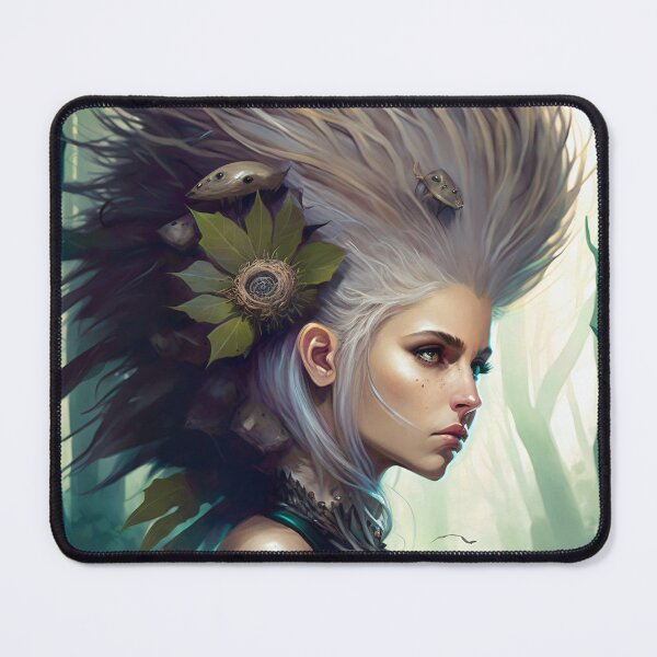 Item preview, Fantastical Forest Queen: A Digital Portrait of a Hedgehog-Haired Woman designed and sold by oanaunciuleanu.