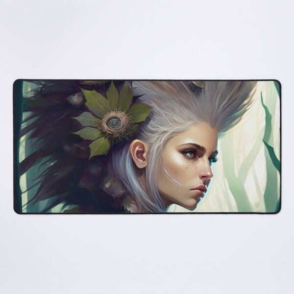 Item preview, Fantastical Forest Queen: A Digital Portrait of a Hedgehog-Haired Woman designed and sold by oanaunciuleanu.