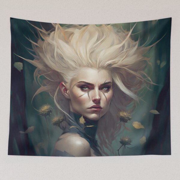 Item preview, Fantastical Forest Queen: A Digital Portrait of a Hedgehog-Haired Woman designed and sold by oanaunciuleanu.