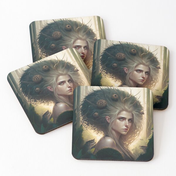 Item preview, Fantastical Forest Queen: A Digital Portrait of a Hedgehog-Haired Woman designed and sold by oanaunciuleanu.