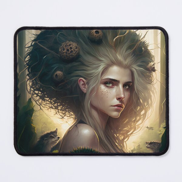 Item preview, Fantastical Forest Queen: A Digital Portrait of a Hedgehog-Haired Woman designed and sold by oanaunciuleanu.
