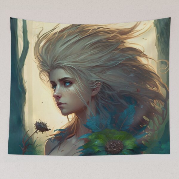 Item preview, Fantastical Forest Queen: A Digital Portrait of a Hedgehog-Haired Woman designed and sold by oanaunciuleanu.