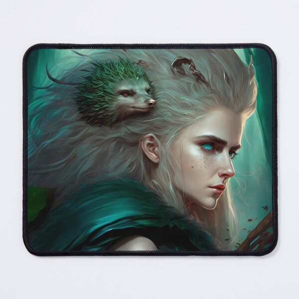 Item preview, Fantastical Forest Queen: A Digital Portrait of a Hedgehog-Haired Woman designed and sold by oanaunciuleanu.