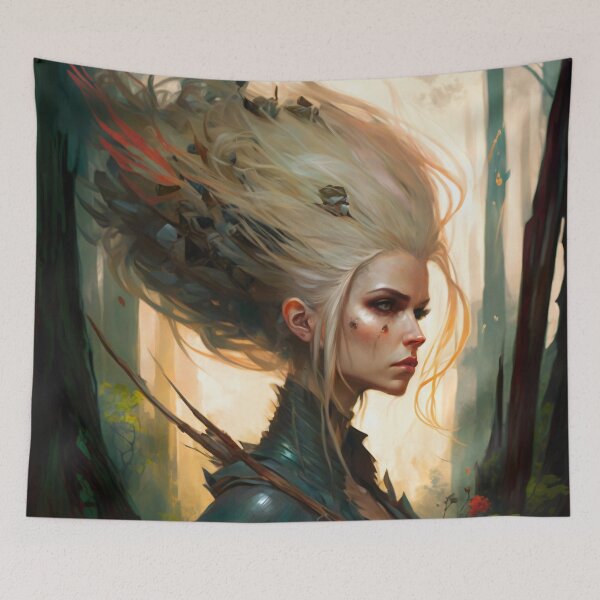Item preview, Fantastical Forest Queen: A Digital Portrait of a Hedgehog-Haired Woman designed and sold by oanaunciuleanu.