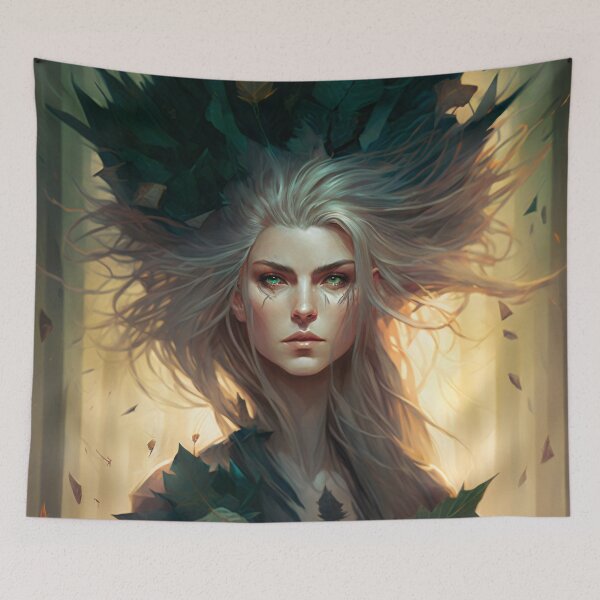 Item preview, Fantastical Forest Queen: A Digital Portrait of a Hedgehog-Haired Woman designed and sold by oanaunciuleanu.