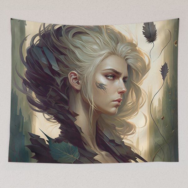 Item preview, Fantastical Forest Queen: A Digital Portrait of a Hedgehog-Haired Woman designed and sold by oanaunciuleanu.