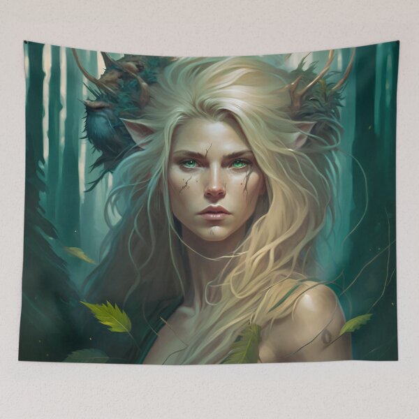 Item preview, Fantastical Forest Queen: A Digital Portrait of a Hedgehog-Haired Woman designed and sold by oanaunciuleanu.