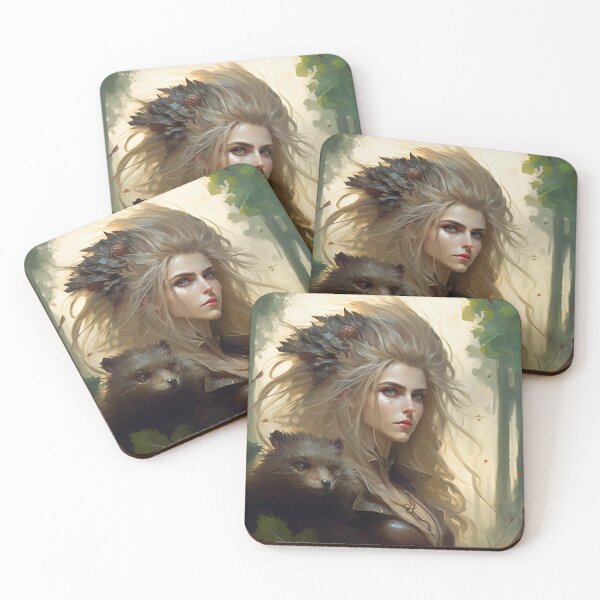 Item preview, Fantastical Forest Queen: A Digital Portrait of a Hedgehog-Haired Woman designed and sold by oanaunciuleanu.