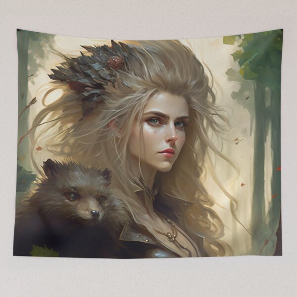 Item preview, Fantastical Forest Queen: A Digital Portrait of a Hedgehog-Haired Woman designed and sold by oanaunciuleanu.