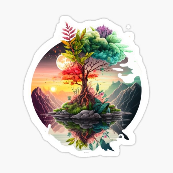 Watercolor Tree Sticker  Tree stickers, Watercolor tree, Nature stickers