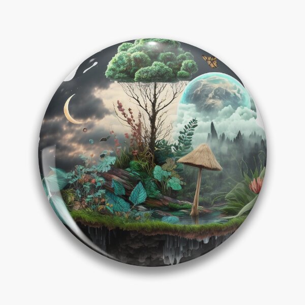 Item preview, Another world Tree and mushroom landscape aRT. Sticker Decal designed and sold by tankarma.