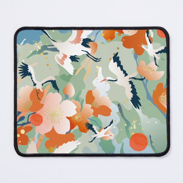 Item preview, auspicious colorful cloud peach blossom crane designed and sold by UnaWu533.