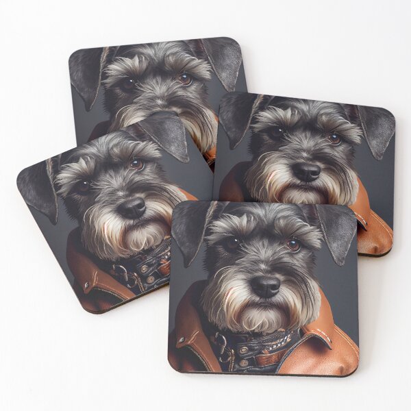 Item preview, Miniature Schnauzer wearing leather jacket - Dog Breed Portrait designed and sold by Nalaxation.
