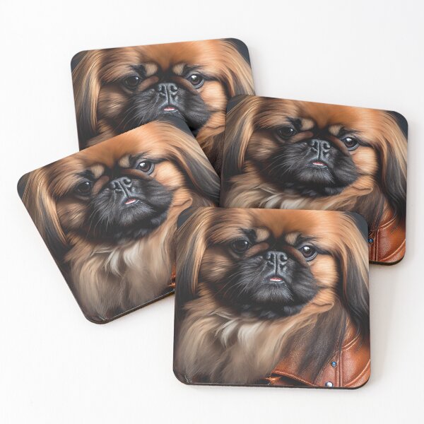 Item preview, Pekingese wearing leather jacket - Dog Breed Portrait designed and sold by Nalaxation.