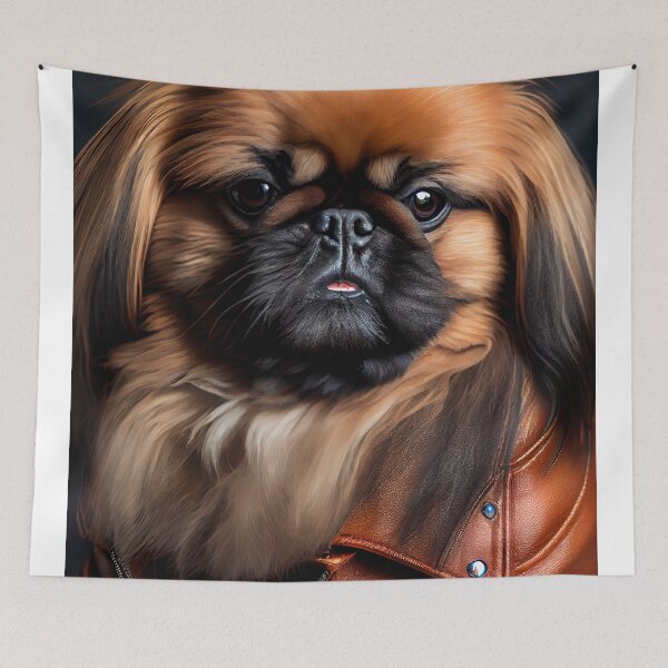 Item preview, Pekingese wearing leather jacket - Dog Breed Portrait designed and sold by Nalaxation.