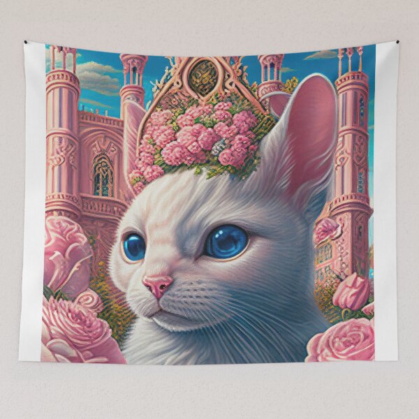 Item preview, lovely cat portrait in a rococo city designed and sold by tinkertailorart.