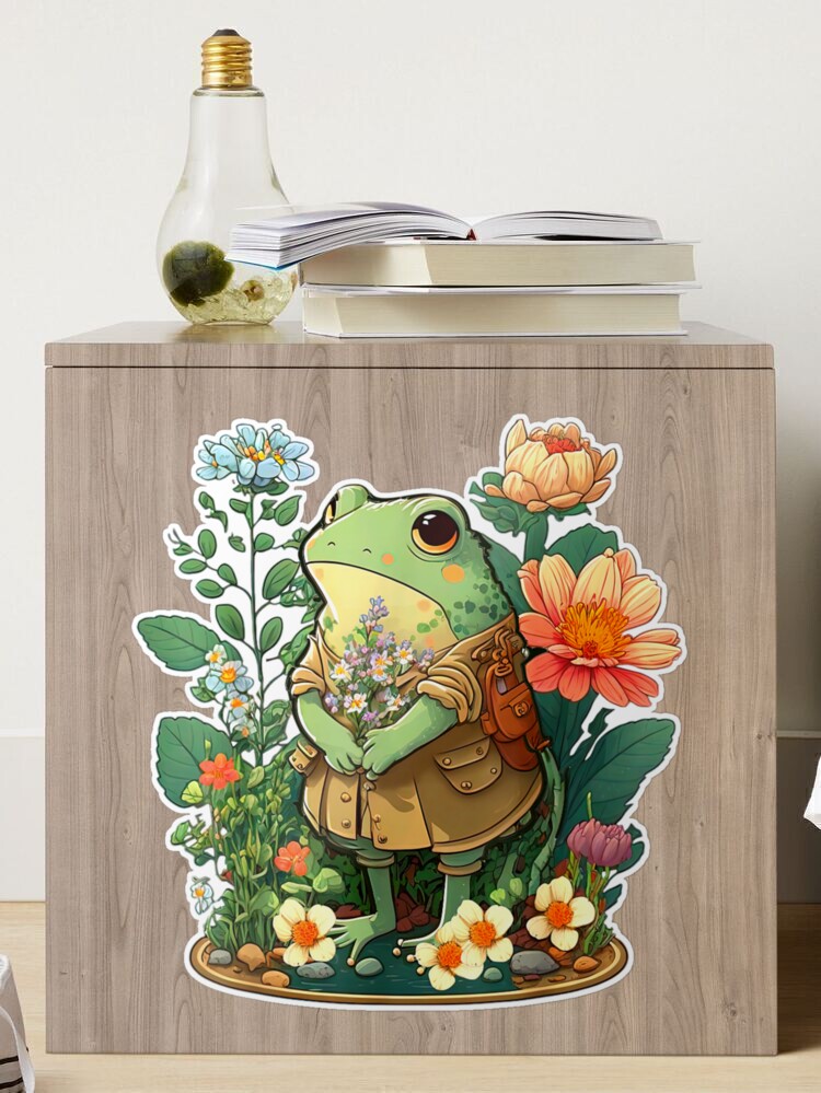 Cute Cottagecore Floral Frog Aesthetic, an art acrylic by L VT