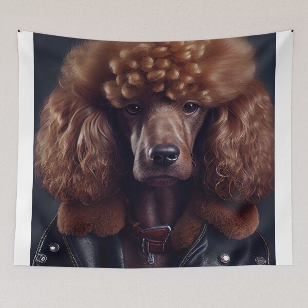 Item preview, Poodle wearing leather jacket - Dog Breed Portrait designed and sold by Nalaxation.