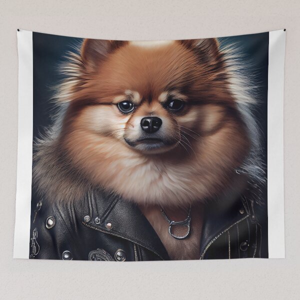 Item preview, Pomeranian wearing leather jacket - Dog Breed Portrait designed and sold by Nalaxation.