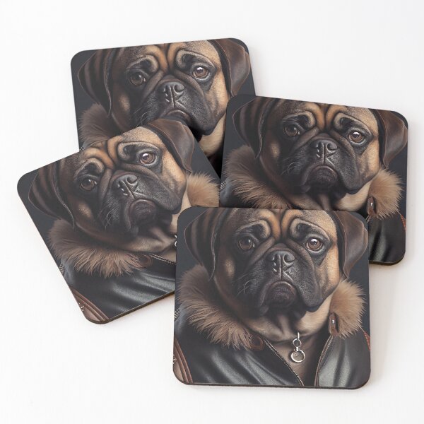 Item preview, Pug wearing leather jacket - Dog Breed Portrai designed and sold by Nalaxation.