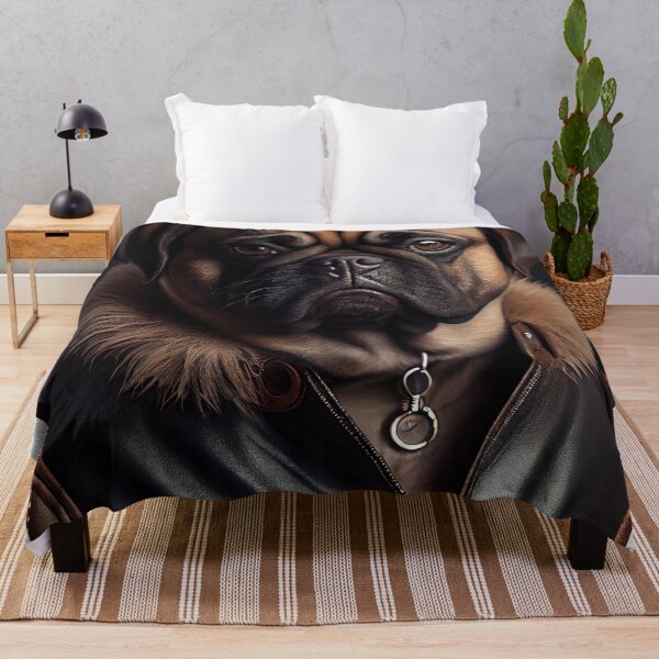 Item preview, Pug wearing leather jacket - Dog Breed Portrai designed and sold by Nalaxation.