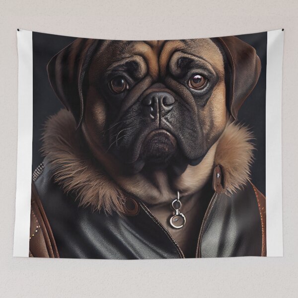 Item preview, Pug wearing leather jacket - Dog Breed Portrai designed and sold by Nalaxation.