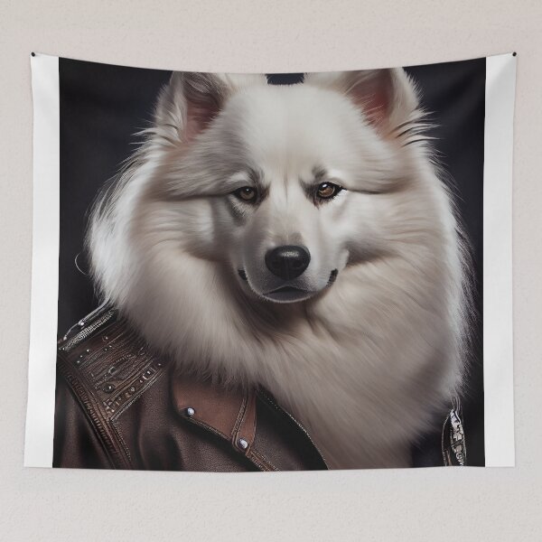 Item preview, Samoyed wearing leather jacket - Dog Breed Portrait designed and sold by Nalaxation.