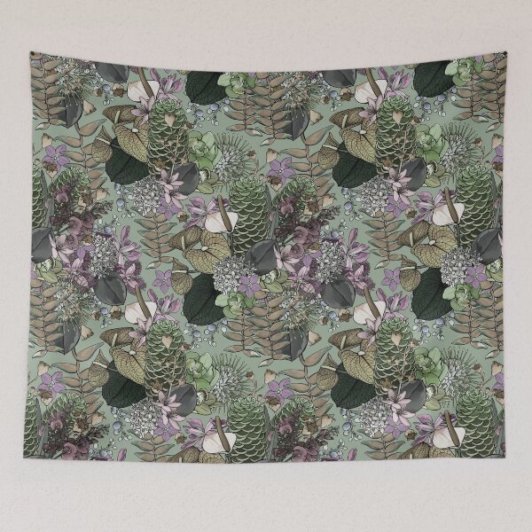 Item preview, Vintage Rainforest Tropical Summer Wildflowers  designed and sold by Sketchbook Designs.