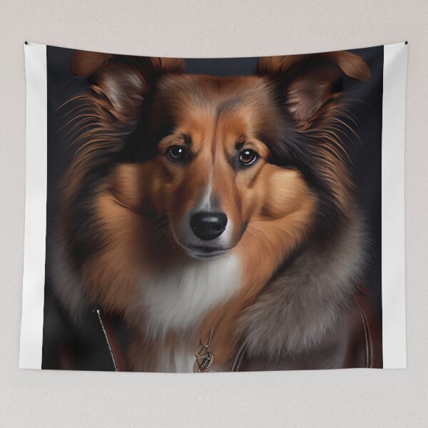 Item preview, Shetland Sheepdog wearing leather jacket - Dog Breed Portrait designed and sold by Nalaxation.