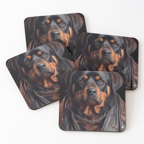 Item preview, Rottweiler wearing leather jacket - Dog Breed Portrait designed and sold by Nalaxation.
