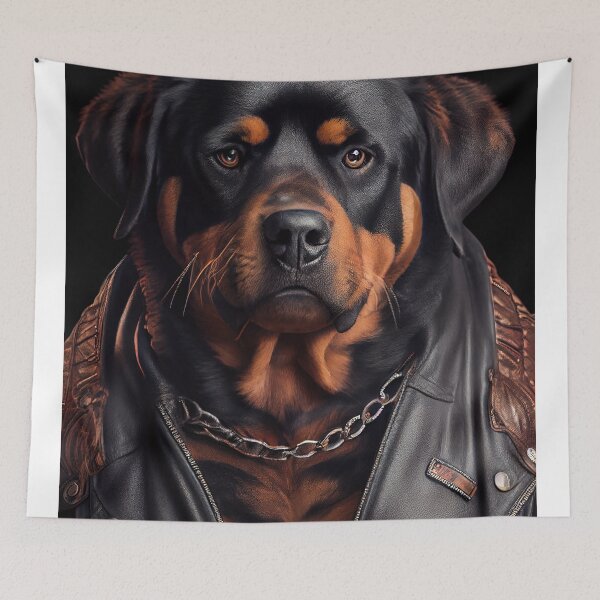 Item preview, Rottweiler wearing leather jacket - Dog Breed Portrait designed and sold by Nalaxation.