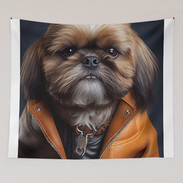 Item preview, Shih Tzu wearing leather jacket - Dog Breed Portrait designed and sold by Nalaxation.