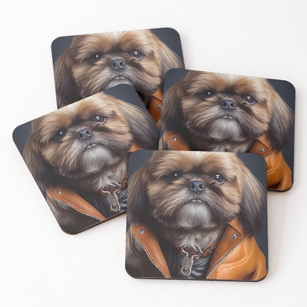 Item preview, Shih Tzu wearing leather jacket - Dog Breed Portrait designed and sold by Nalaxation.