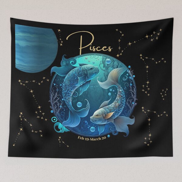 Item preview, Pisces Zodiac Sign with its Ruling Planet Neptune designed and sold by ieluxury.