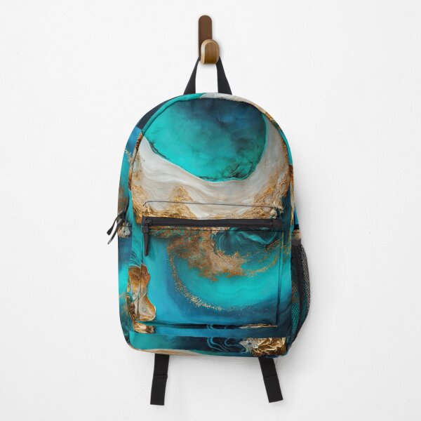 Item preview, Elegant Abstract Ocean Art with Gold, Turquoise, and Silver Accents designed and sold by UmagineArts.
