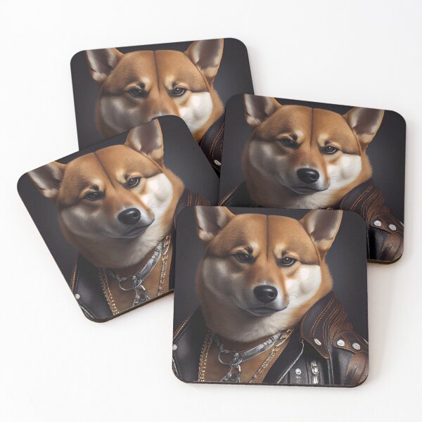 Item preview, Shiba Inu wearing leather jacket - Dog Breed Portrait designed and sold by Nalaxation.