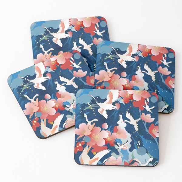 Item preview, auspicious colorful cloud  peach blossom crane designed and sold by UnaWu533.