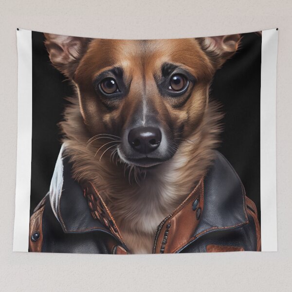 Item preview, Siamese wearing leather jacket - Dog Breed Portrait designed and sold by Nalaxation.