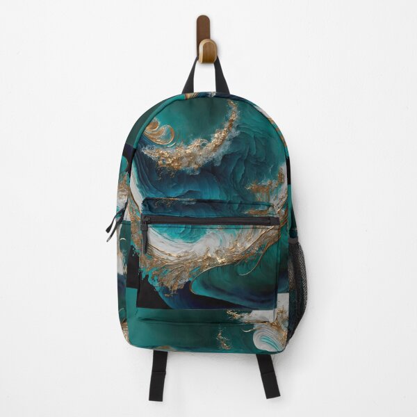 Item preview, Elegant Abstract Ocean Art with Gold, Turquoise, and Silver Accents - style 2 designed and sold by UmagineArts.