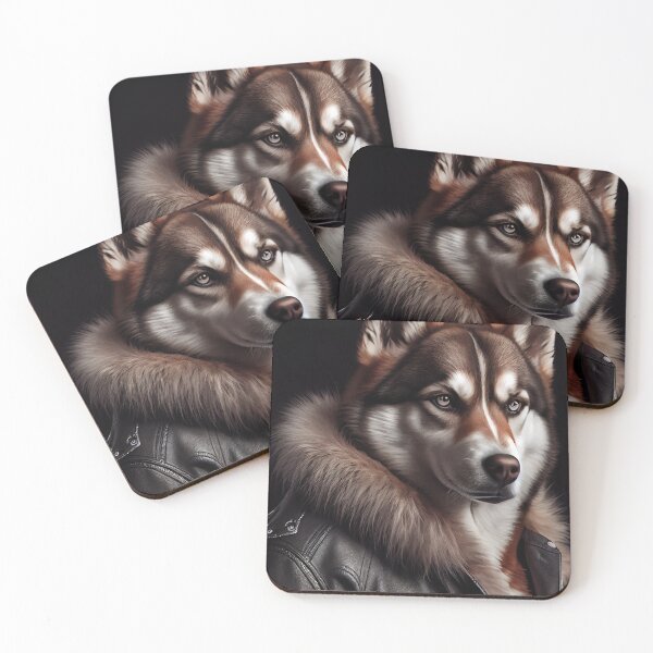 Item preview, Siberian Husky wearing leather jacket - Dog Breed Portrait designed and sold by Nalaxation.