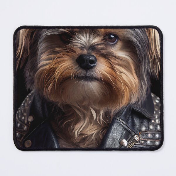 Item preview, Yorkshire Terrier wearing leather jacket - Dog Breed Portrait designed and sold by Nalaxation.