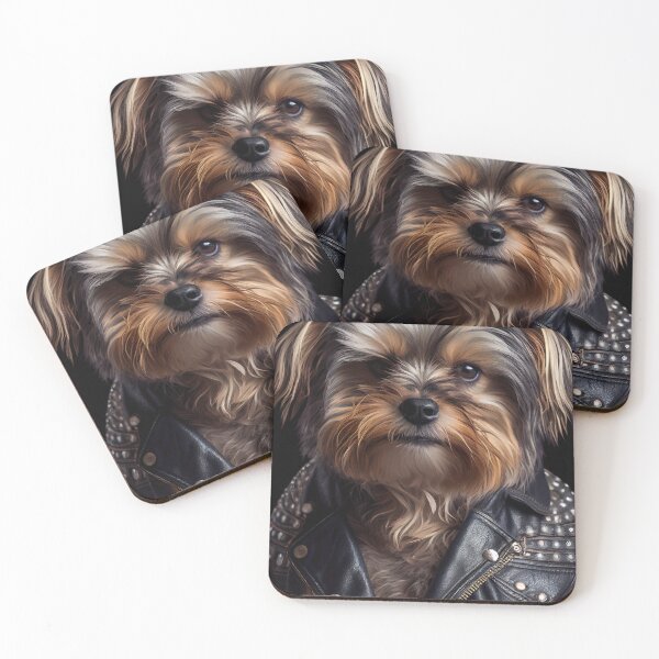 Item preview, Yorkshire Terrier wearing leather jacket - Dog Breed Portrait designed and sold by Nalaxation.