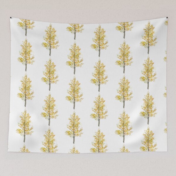 Item preview, one lone yellow poplar tree watercolor hand painted  designed and sold by ColorandColor.
