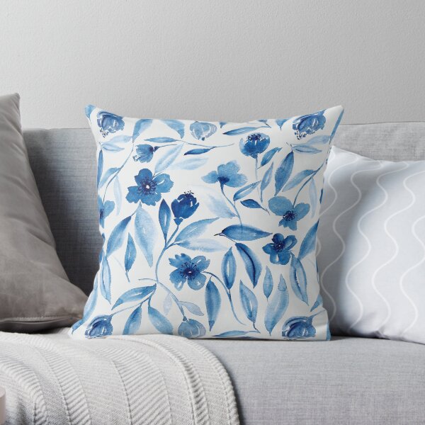 Prussian Floral Throw Pillow