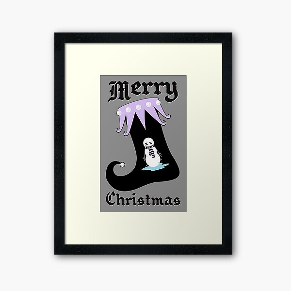 Pastel Goth Christmas | Creepy Stocking | Dying Snowman Framed Art Print