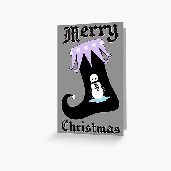 Pastel Goth Christmas | Creepy Stocking | Dying Snowman Greeting Card