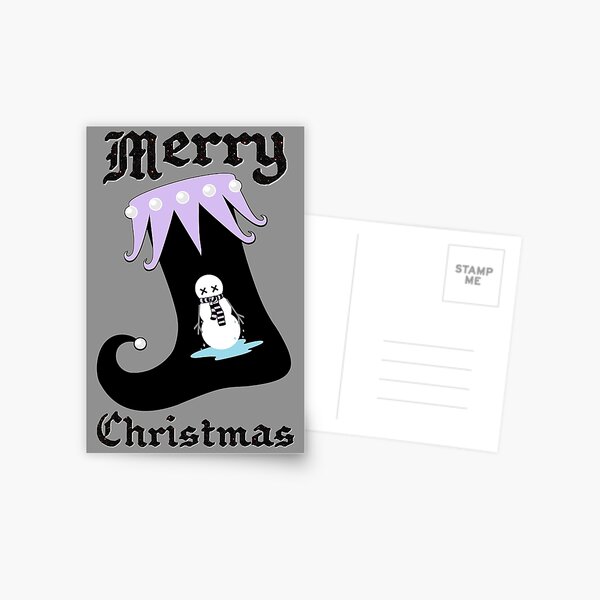 Pastel Goth Christmas | Creepy Stocking | Dying Snowman Postcard